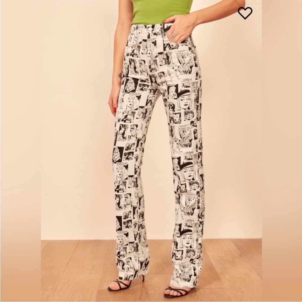 Reformation Newsprint High Rise Straight Long Jeans in comic size 29 NWT